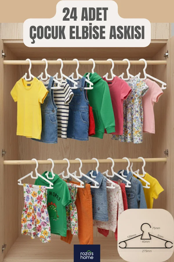 Roza's Home 24'lü Çocuk Askısı Bebek Elbise Askısı Lily Askı
