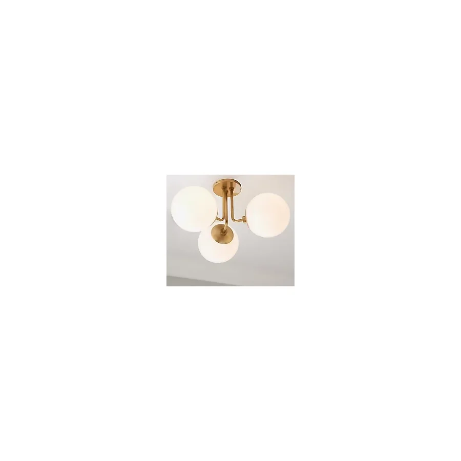 Rsylight Metal Modern Eskitme Kaplama Tavan Plofyoner 3 Lü Opal Camlı Avize Eskitme
