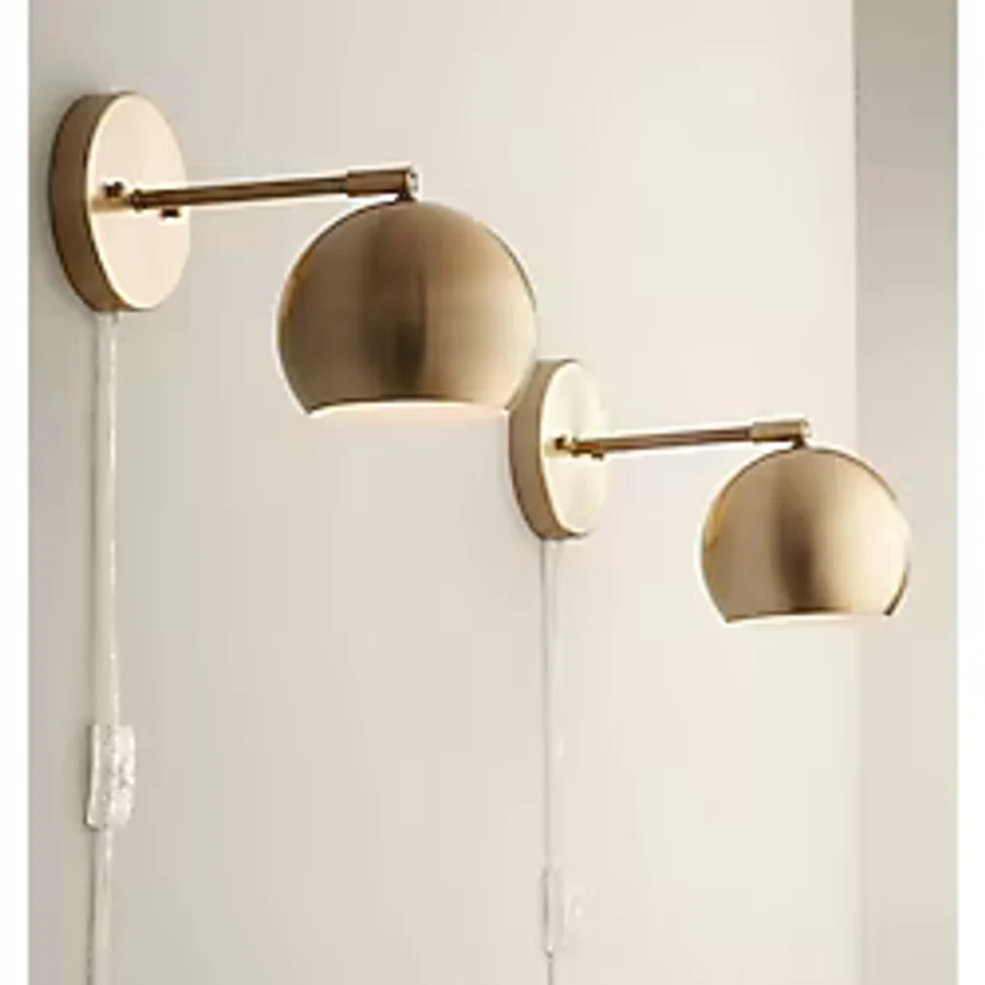 Rsylight Retro Eskitme Kaplama Ledli Metal Mafsallı Kablolu Fişli Dekoratif Rustik Aplik Beyaz Ampullü