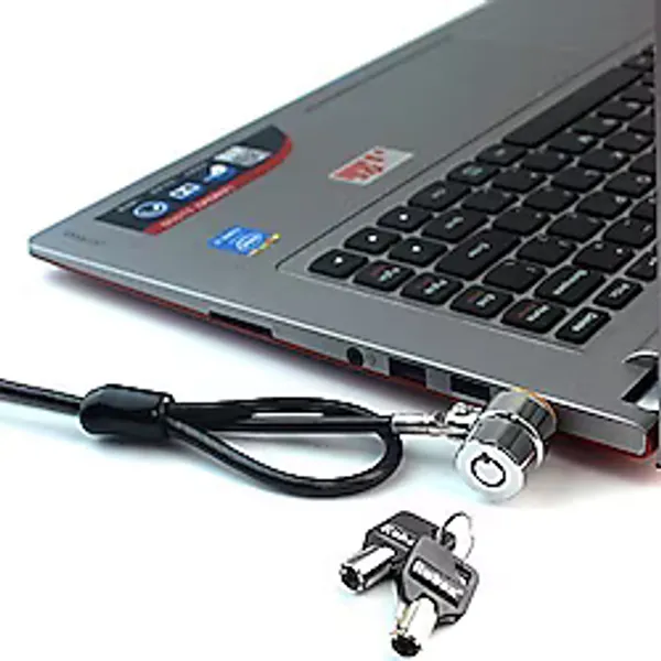 RUBAN Notebook Kilidi ve Güvenlik Kablosu (PC/Laptop) İki Tuşlu 1,9 m (Siyah)