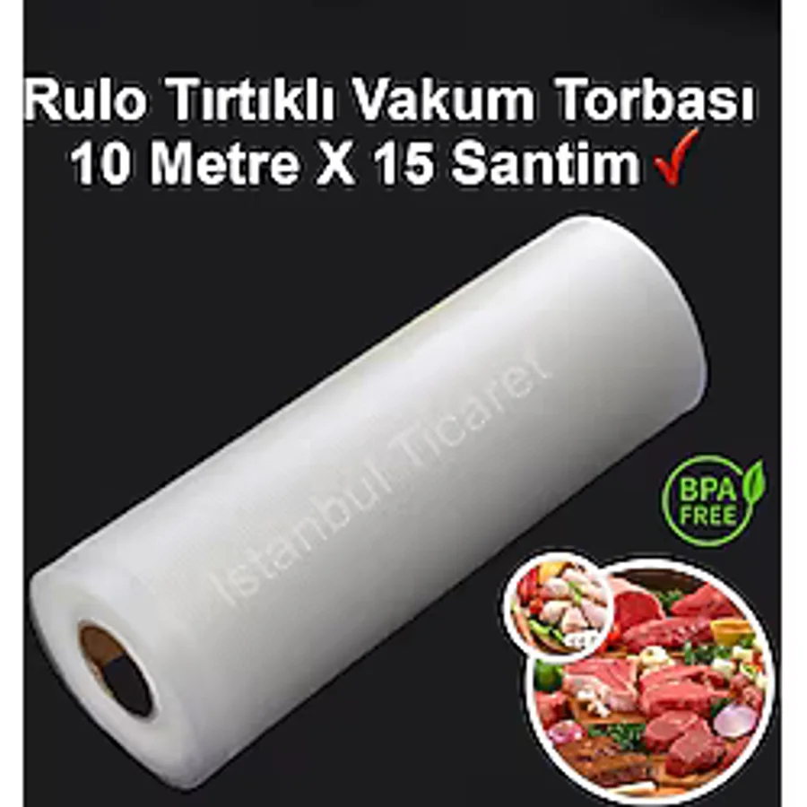 Rulo Tırtıklı Vakum Torbası-Poşeti 10 Metre X 15 Santim