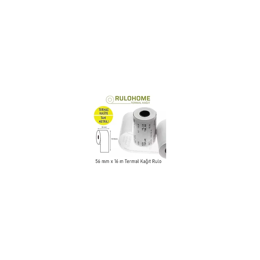 RULOHOME 56x16 Termal Pos Rulosu & Yazarkasa Kağıdı 5 paket / 50 Rulo
