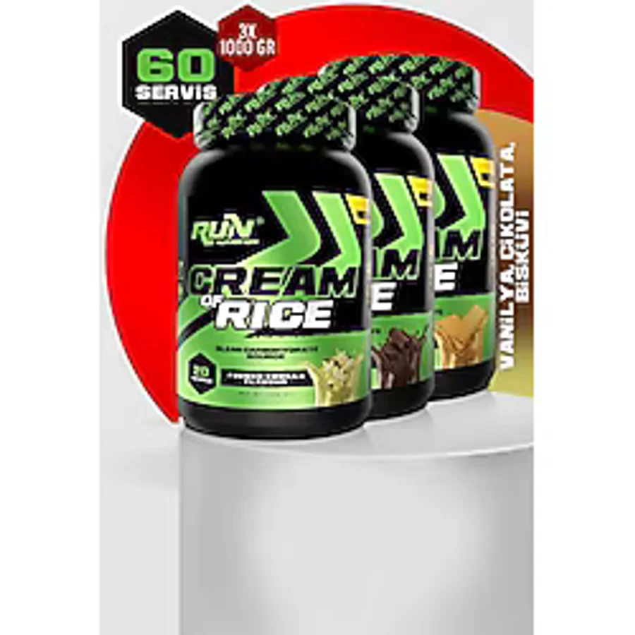 Run Nutrition Cream Of Rice x 3 ADET Çikolata, Vanilya, Bisküvi - 3 Kg - 60 Servis