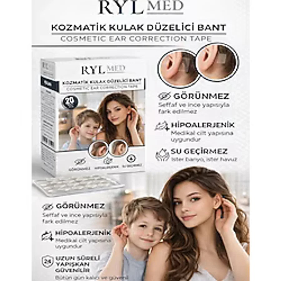 Rylmed Bebekler Ve Çocuklar İçin Ameliyatsız Kepçe Kulak Düzeltme Bandı Bakanlık Onaylı Şeffaf Ve Hipoaalerjenik