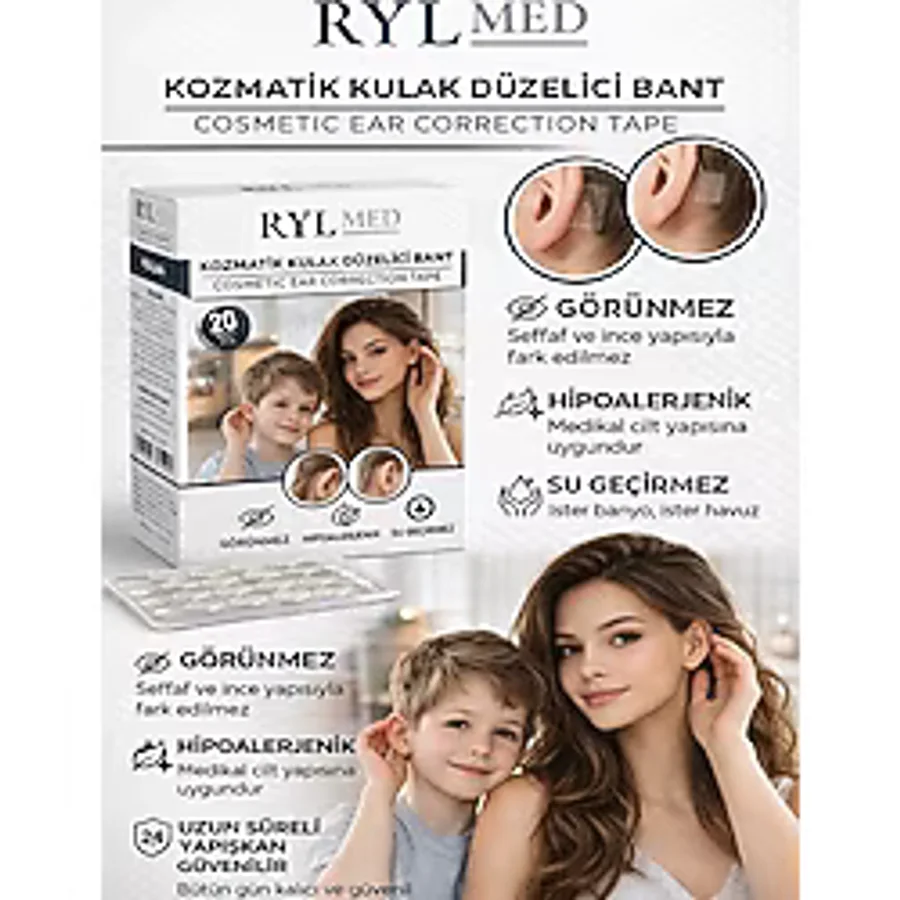 Rylmed Bebekler Ve Çocuklar İçin Ameliyatsız Kepçe Kulak Düzeltme Bandı Sağlık Bakanlığı Onaylı Şeffaf Ve Hipoaalerjenik