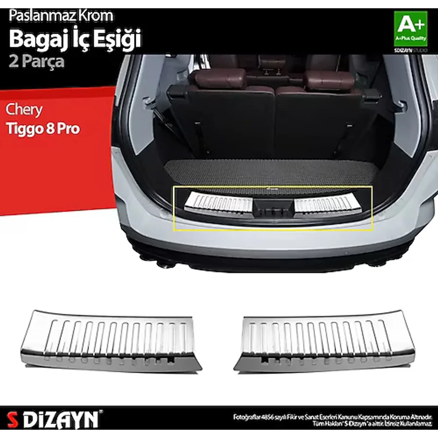 S-Dizayn Chery Tiggo 8 Pro Krom Bagaj Iç Eşiği 2022 Üzeri A+ Kalite