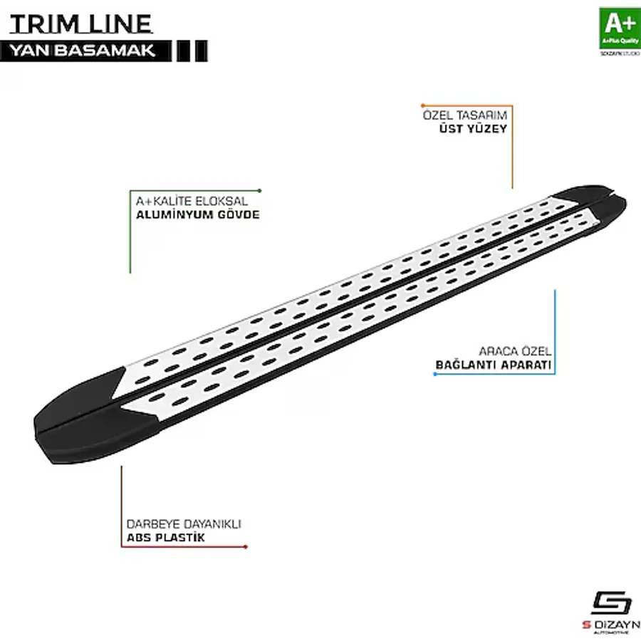 S-Dizayn Ford Fusion Trimline Gri Yan Basamak 173 cm 2002-2011 A+ Kalite