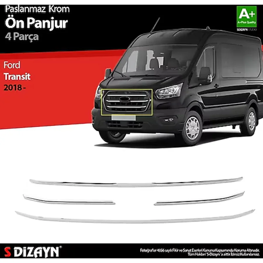 S-Dizayn Ford Transit Krom Ön Panjur 4 Prç. 2018 Üzeri