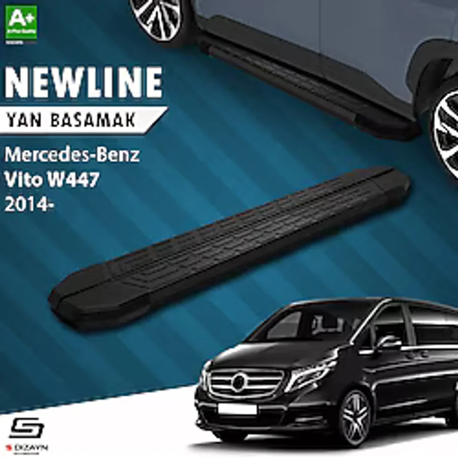S-Dizayn Mercedes Vito W447 Kısa Şase Newline Siyah Yan Basamak 239 cm 2014 Üzeri