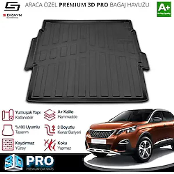 S-dizayn Peugeot 3008 3d Pro Bagaj Havuzu Üst Bagaj 2016-2023 A+ Kalite