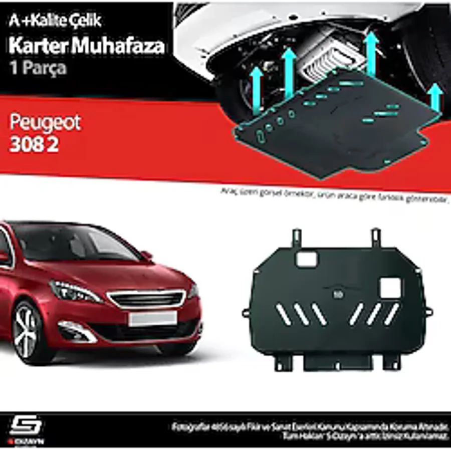 S-dizayn Peugeot 308 Çelik Karter Muhafaza Koruma 2013-2019 A+ Kalite