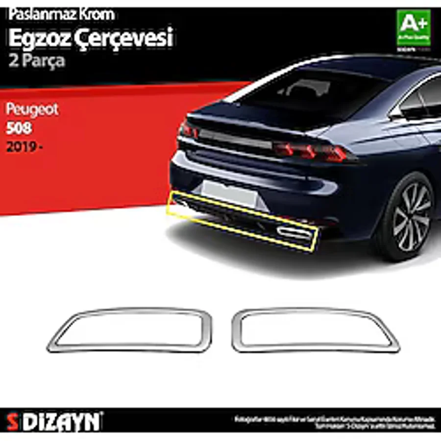 S-dizayn Peugeot 508 Krom Egzoz Çıkışı 2 Prç. 2019 Üzeri