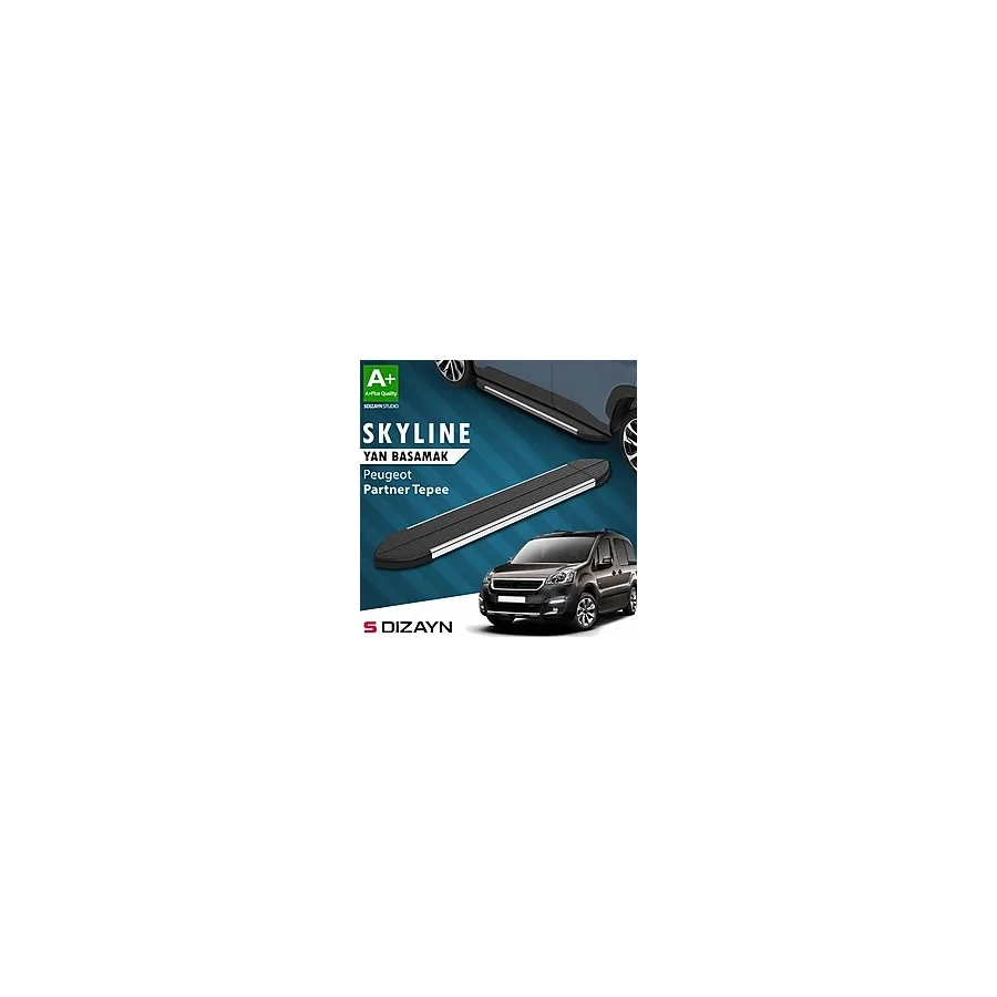 S-dizayn Peugeot Partner 2 Tepee Skyline Krom Yan Basamak 193 Cm 2008-2018 A+ Kalite