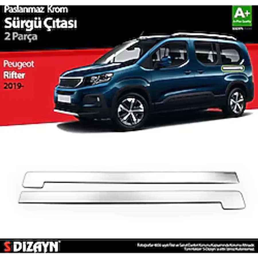 S-Dizayn Peugeot Rifter Krom Sürgülü Kapı Çıtası 2019 Üzeri