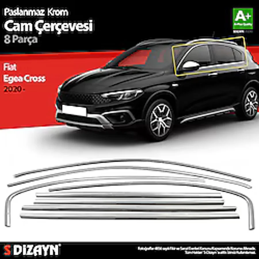 S Dizayn S-Dizayn Fiat Egea Cross Krom Cam Çerçevesi 8 Prç. 2020 Üzeri A+ Kalite 5826071