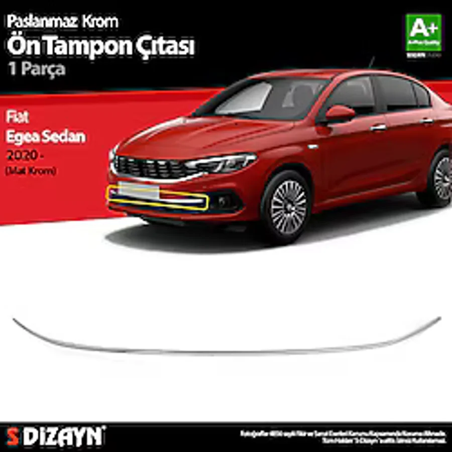 S Dizayn S-dizayn Fiat Egea Sedan Krom Ön Tampon Çıtası 2020 Üzeri (MAT KROM) 5824191
