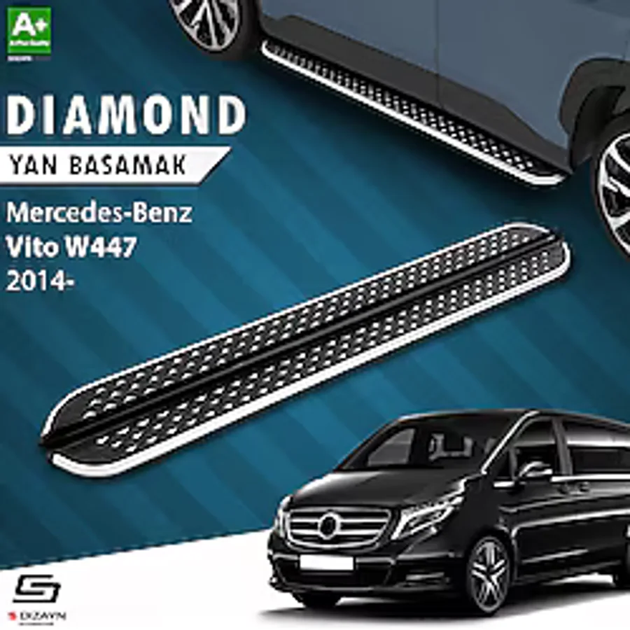 S Dizayn S-Dizayn Mercedes Vito W447 Uzun Şase Diamond Krom Yan Basamak 253 Cm 2014 Üzeri A+ Kalite MR-447-US