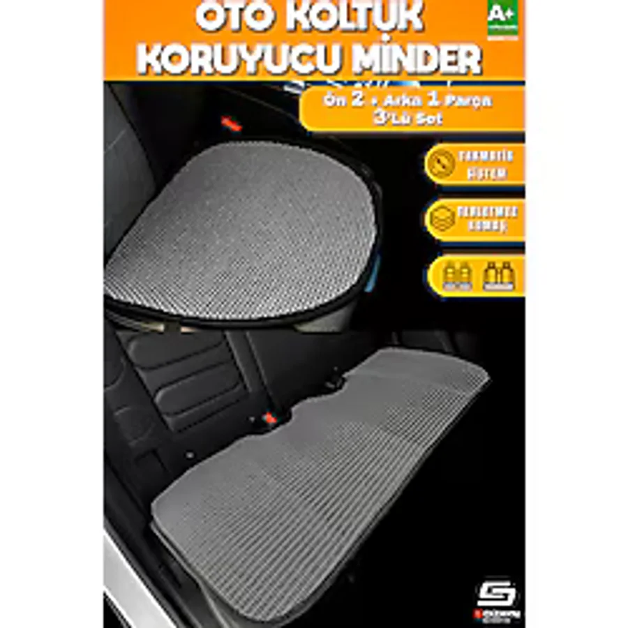 S Dizayn S-Dizayn Oto Koltuk Koruyucu Alt Minder Füme Universal 2+1 Parça Ön Arka A+ Kalite TOK-OTM-FM-3