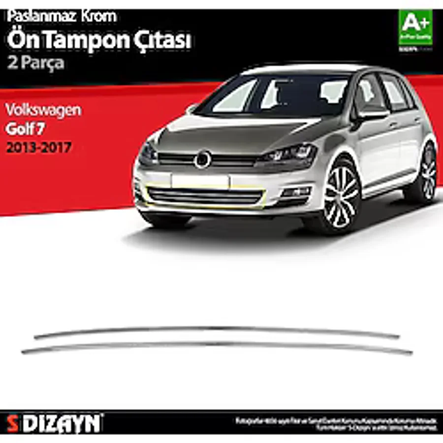 S-Dizayn Vw Golf 7 Krom Ön Tampon Çıtası 2 Prç. 2013-2017
