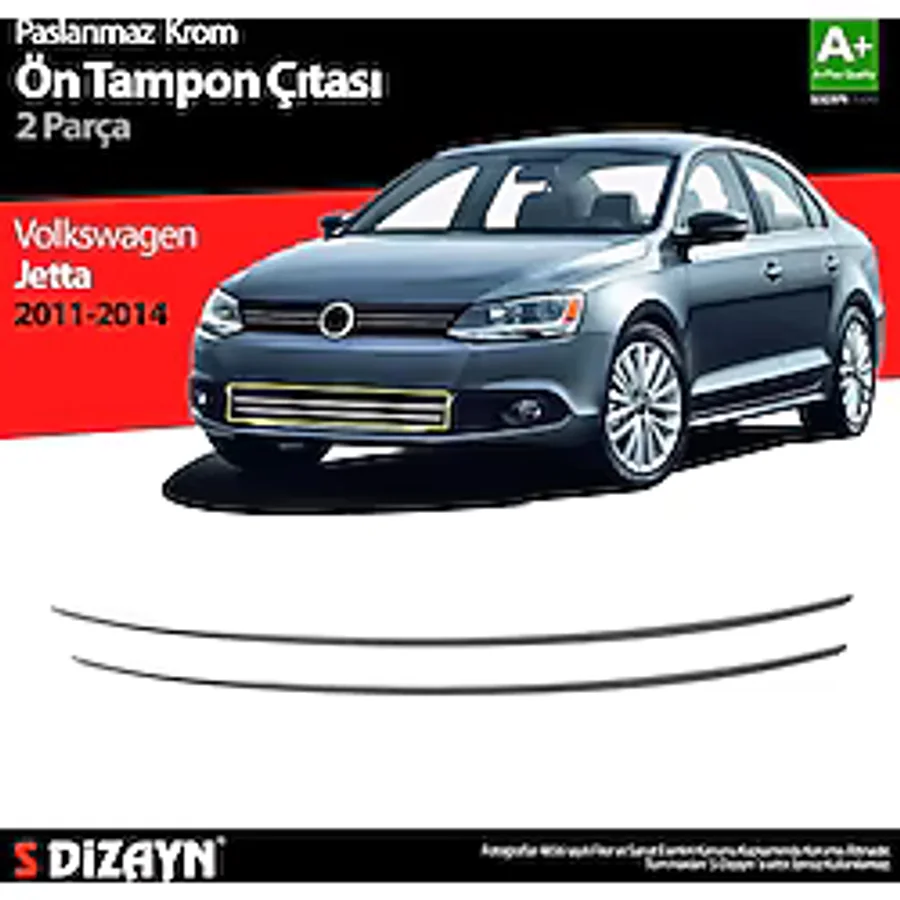 S-Dizayn Vw Jetta Krom Ön Tampon Çıta 2 Prç 2011-2014