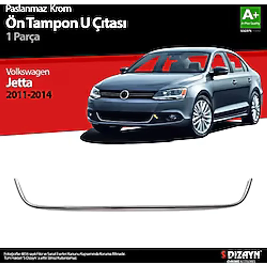 S-Dizayn VW Jetta Krom U Formlu Ön Tampon Çıtası 1 Prç. 2011-2014