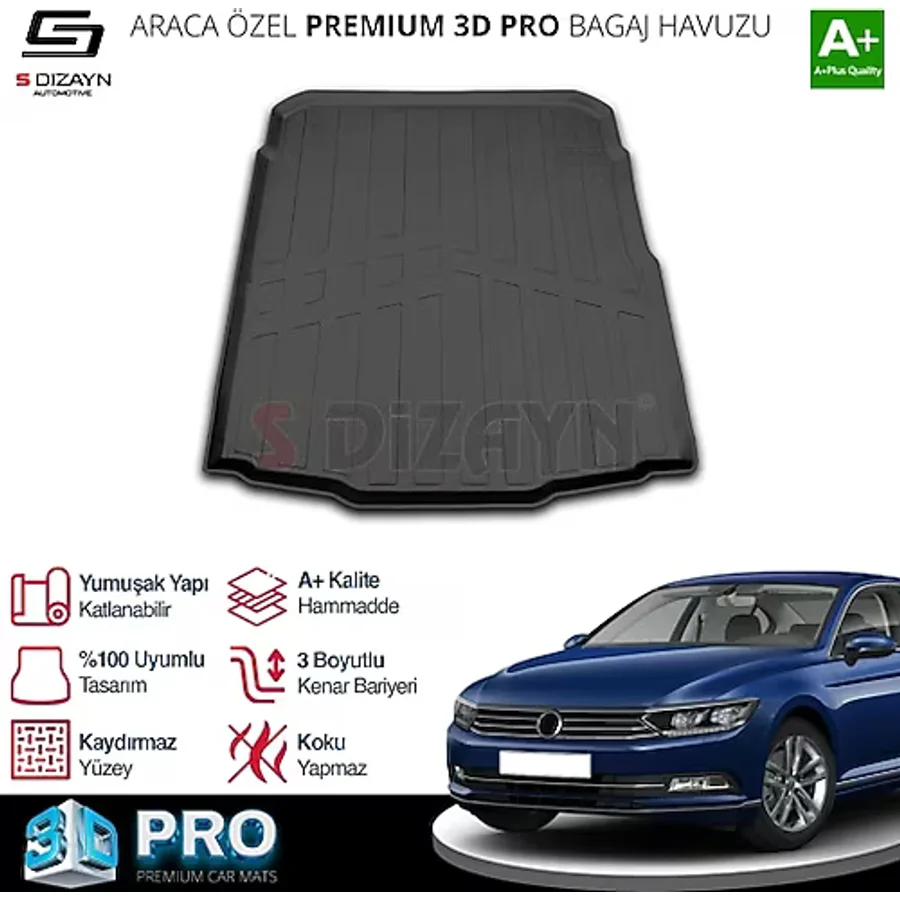 S-dizayn Vw Passat B8 3d Pro Bagaj Havuzu 2015-2023 A+ Kalite