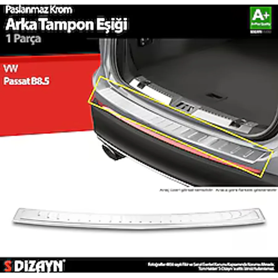 S-Dizayn VW Passat B8.5 Krom Arka Tampon Eşiği 2019 ve Üzeri S-D