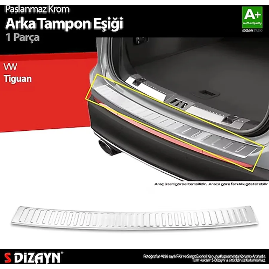 S-Dizayn Vw Tiguan Krom Arka Tampon Eşiği 2024 Üzeri A+ Kalite
