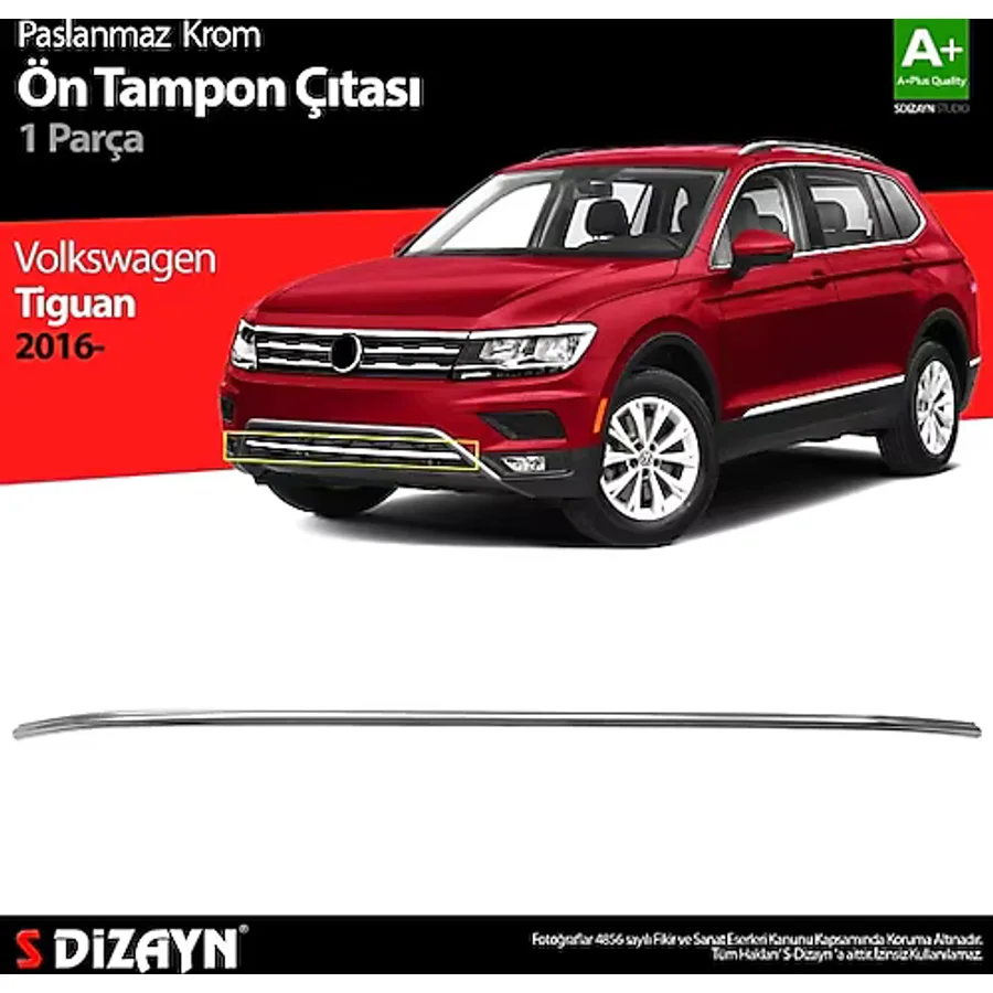 S-Dizayn Vw Tiguan Krom Ön Tampon Çıtası 2016-2020