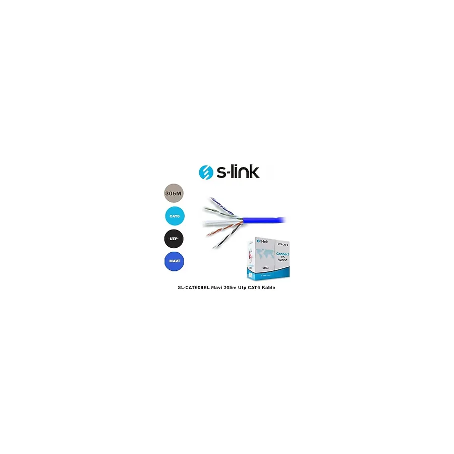 S-link SL-CAT608BL UTP 305 m Mavi CAT6 Network Kablosu