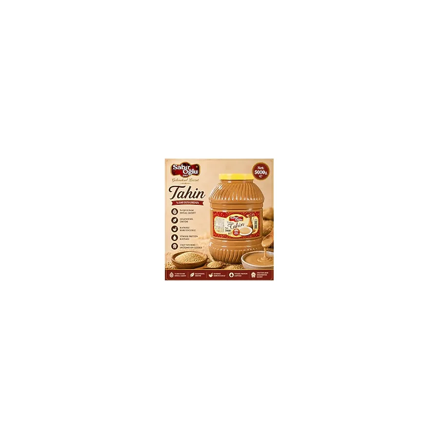 SABIROĞLU Bozkır Tahini 5000 gr Siyah Tahin Çifte Kavrulmuş Tahin