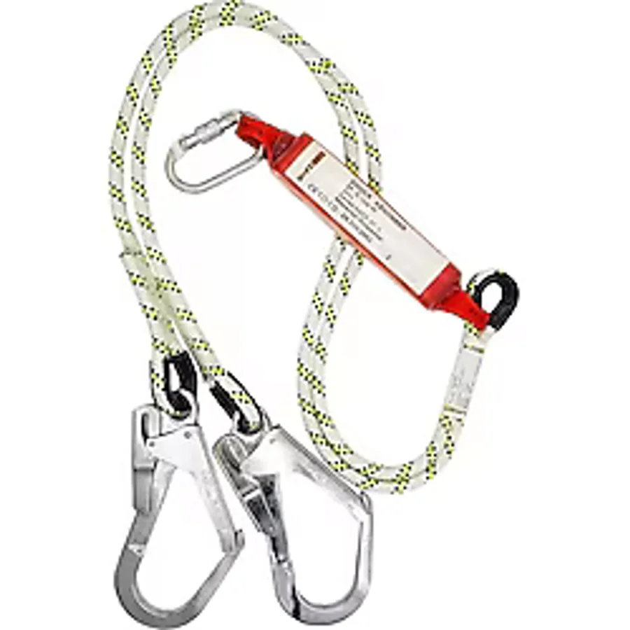 Safeset Lanyard Çift Kollu Şok Emicili Kanca Karabinalı