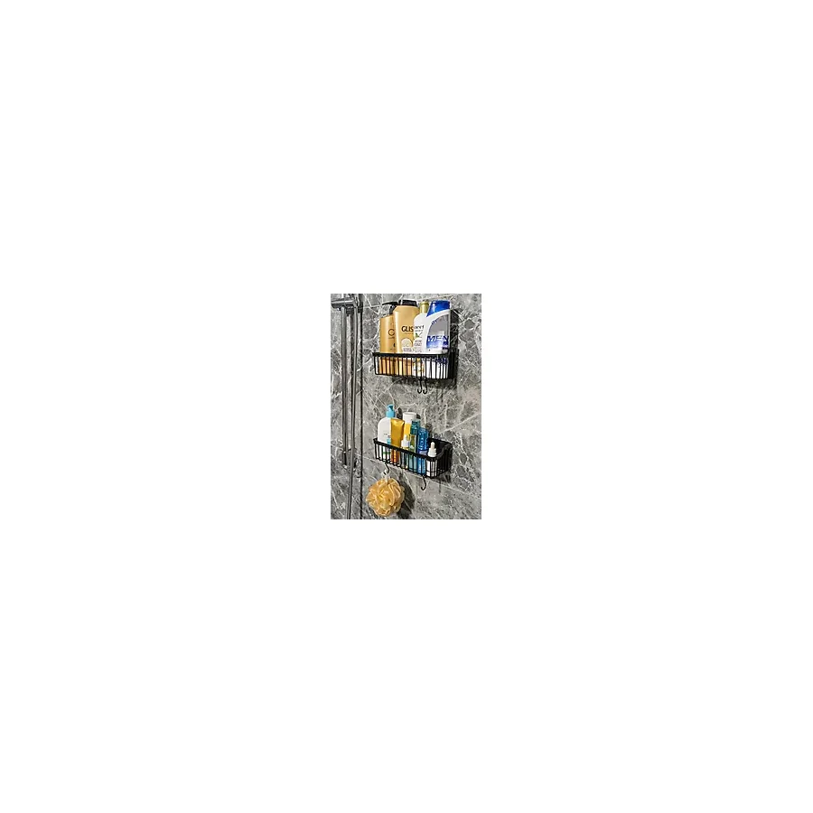 safestore Yapışkanlı Banyo Rafı 2'li Banyo Düzenleyici Duş Rafı Kanca Askılı Organizer Şampuanlık Plastik