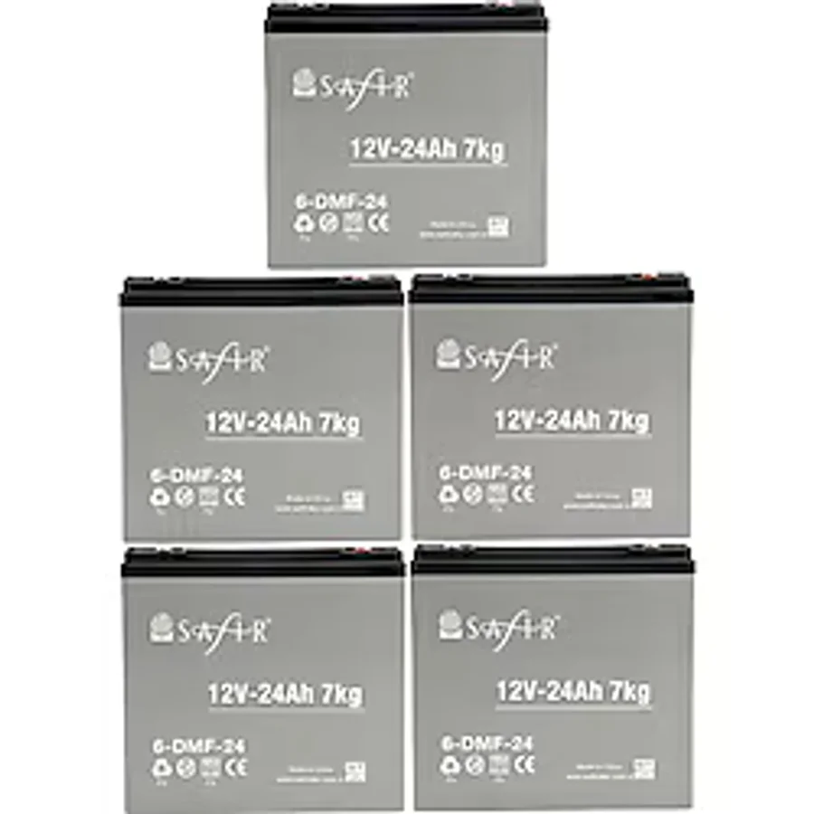 Safir 12 V - 24 Ah Grafen Jel Akü 5'li Set Elektrikli Bisiklet Aküsü