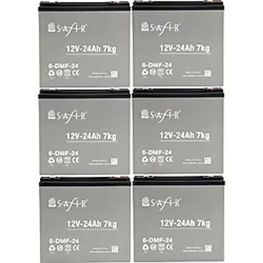 Safir 12 V - 24 Ah Grafen Jel Akü 6'lı Set Elektrikli Bisiklet Aküsü