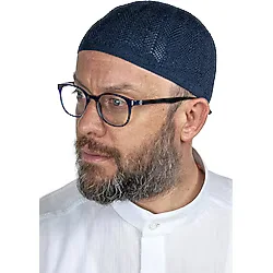 Safir Ince Örme Dantel Namaz Takkesi Lacivert 1 Adet
