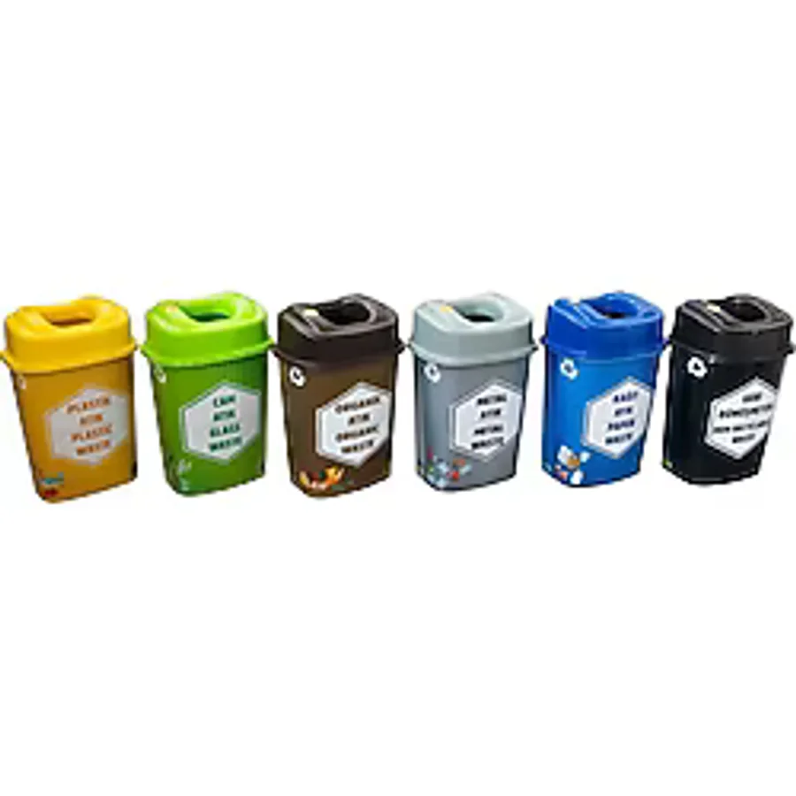 Sağlam Plastik Sıfır Atık Kutusu Geri Dönüşüm Kutusu 6'lı Set 60 Lt.