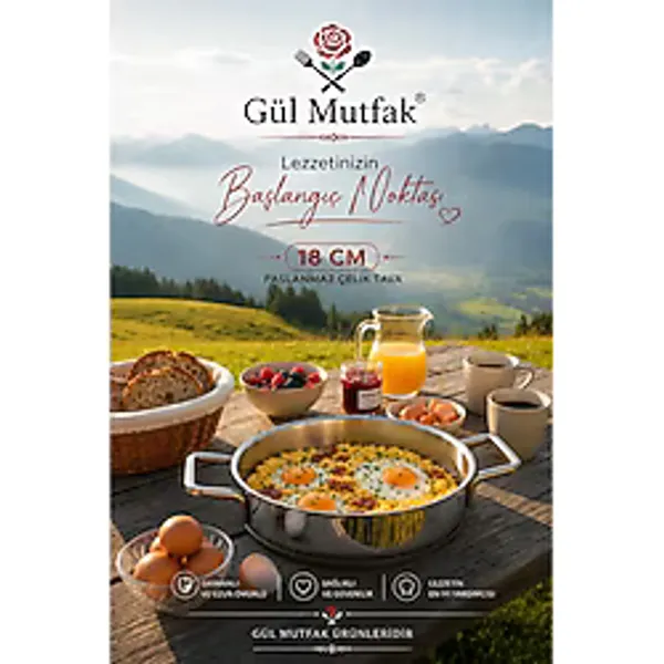 Sahan 18 Cm Küçük Tava Yumurtalık Sahan Paslanmaz Çelik