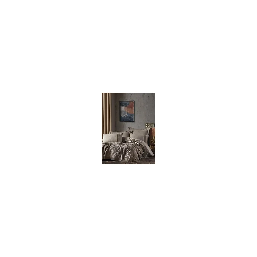 Şaheser Home Collection Freya Çeyiz Seti-Doğal Jakarlı Dokuma %100 Pamuk, Rustik ve Sade Şıklığıyla 6 Parça Yatak odası seti - Vizon - 240 x 260 cm