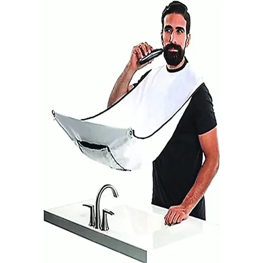 Sakal Traş Önlüğü, Standart EASYSO Sakal Kesme Örtüsü Berber/Kuaför Önlüğü Beyaz Tela Kumaş Çok Amaçlı Vantuzlu Pratik Kes & Temizle