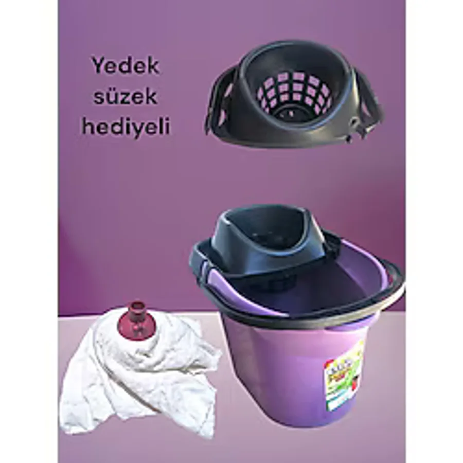 Sakr Hobi Market Temizlik Kovası Seti Paspas Mop - Mor - havlu püskül mor kova