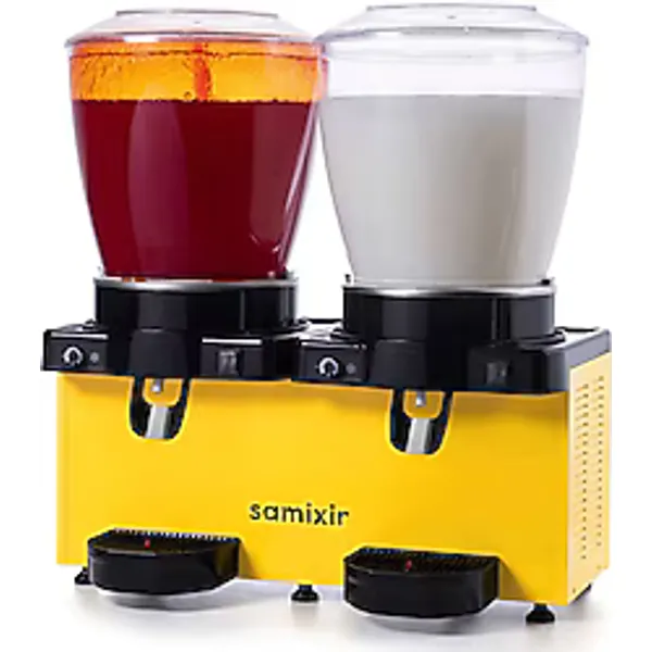 Samixir Panoramik Twin SM44.AY Sarı 22+22 lt Fıskiye+Karıştırıcılı Soğuk İçecek Dispenseri