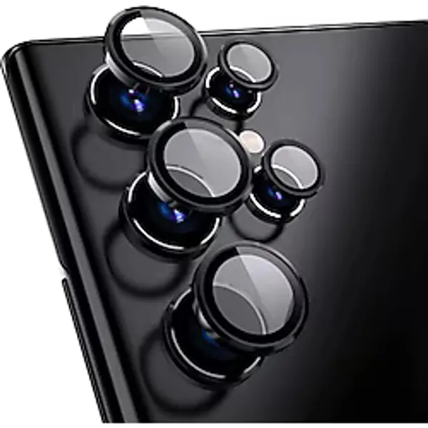Samsung Galaxy S22 Ultra İle Uyumlu Mercek Lens Kamera Koruyucu SİYAH