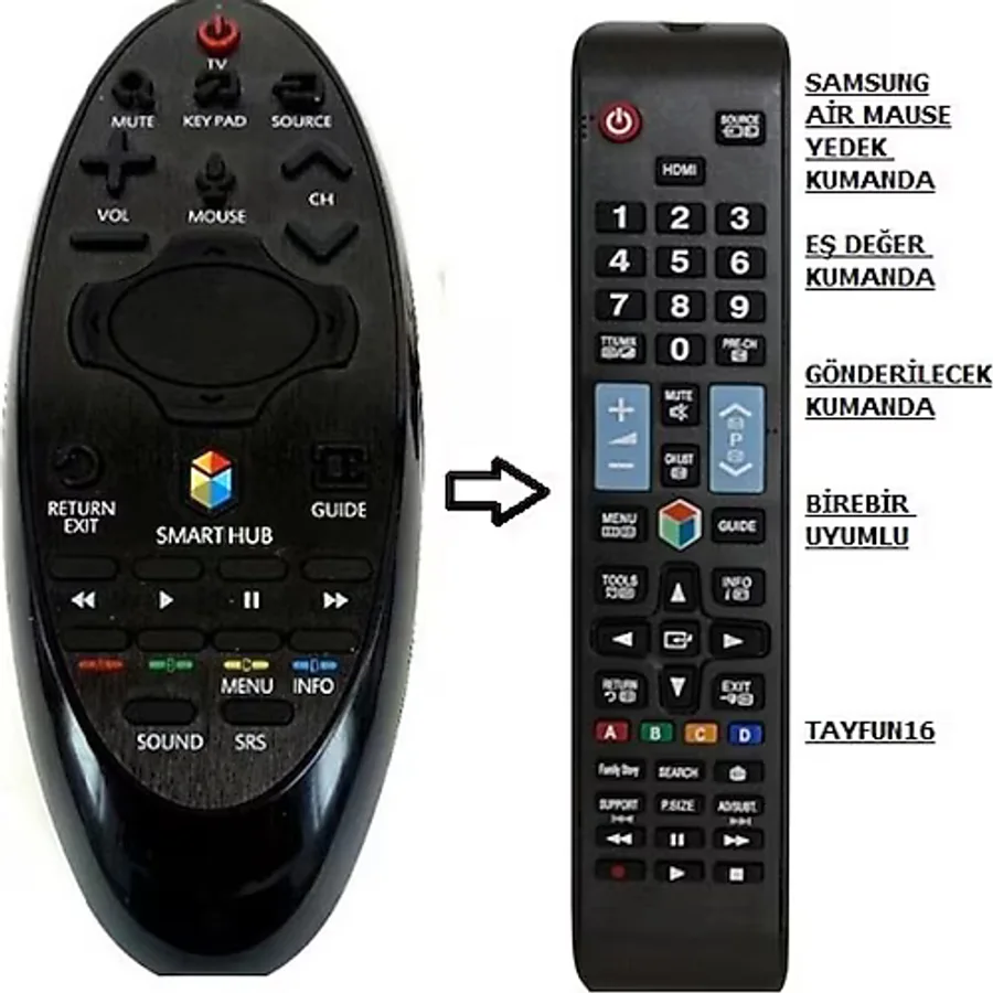 SAMSUNG ile uyumlu SİHİRLİ AIR MAUSE SMART TV YEDEK KUMANDASI