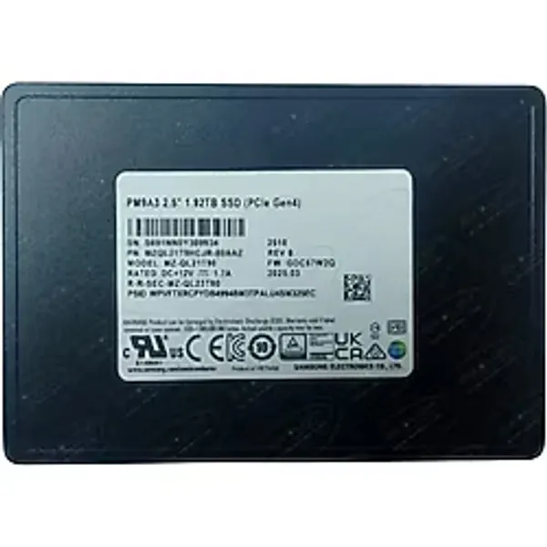 Samsung Pm9a3 1.92Tb PCIe Gen4 X4 Nvme U.2 2.5" Server Sunucu Ssd Mz-Ql21t80 Mzql21t9hcjr-00Aaz