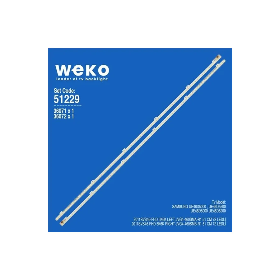 Samsung Ue46d6200 46'' 2 Adet Tv Led Bar ( Tvnizin İçindeki Led Barla Aynısı Olduğunu Görmeden Almayınız. Led Bar Ürünlerinde Paket Açıldığında İade Kabul Edilmemektedir.)