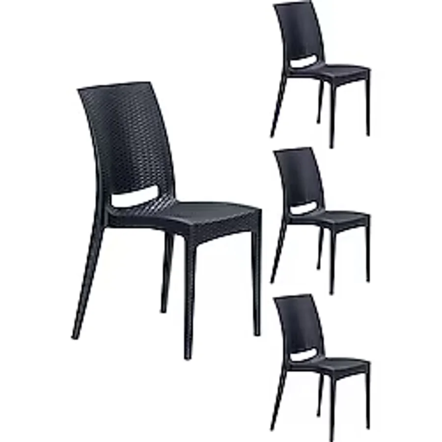 SANDALİE 4 Adet Rattan Antrasit Sandalye / Balkon-bahçe-teras