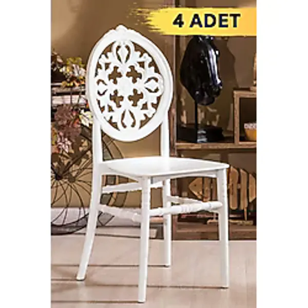 Sandalie 4 Adet Venüs Sandalye Beyaz - Mutfak / Balkon / Bahçe Sandalyesi