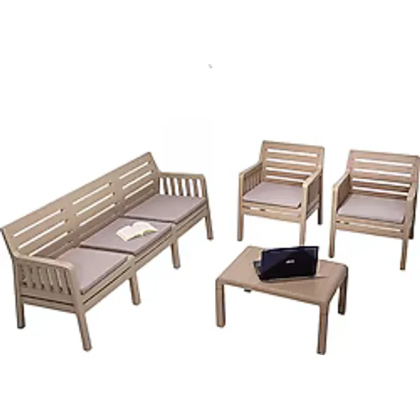 Sandalie Lara 3+1+1+Sehpa Minderli Cappuccino Bahçe & Balkon Takımı