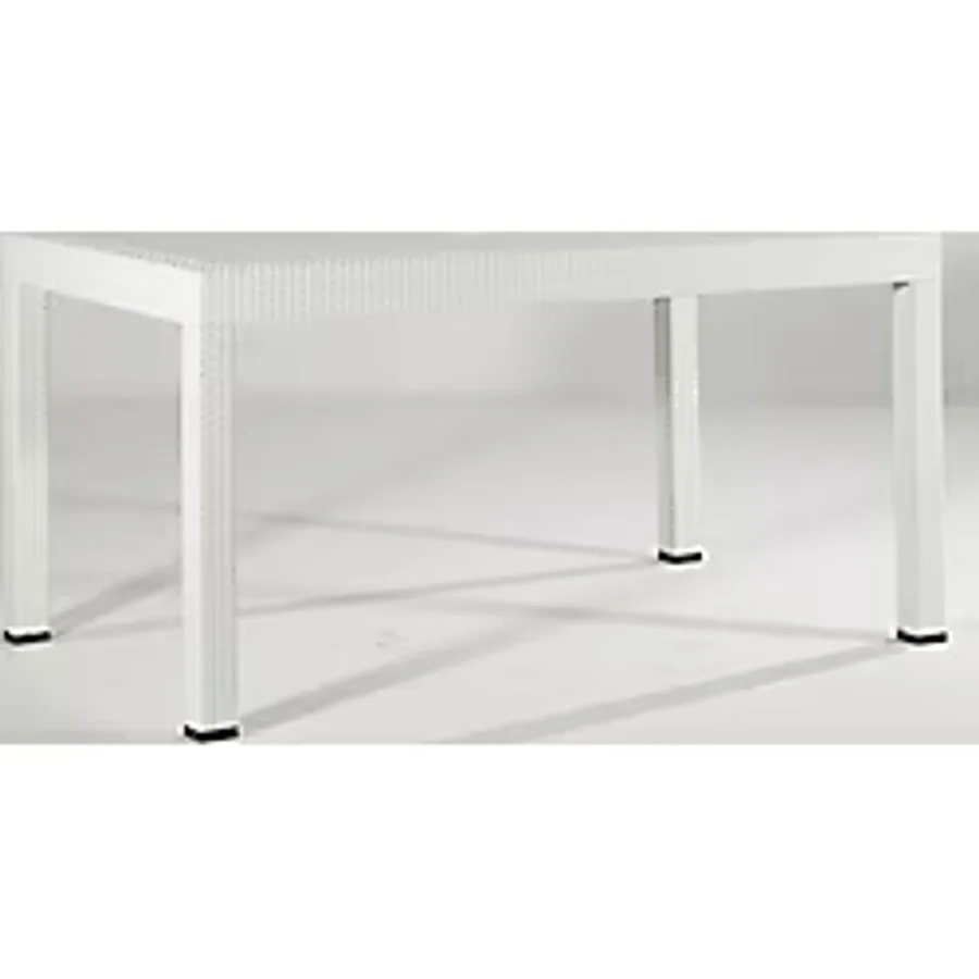 SANDALİE Rattan 90x150 Camsız Beyaz Masa - Bahçe&balkon&teras